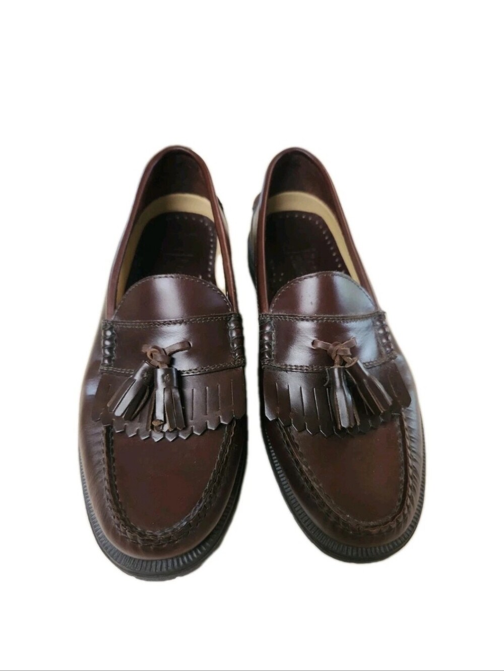 Vintage French Shriner Men's Size 11M Brown Leather Kiltie Tassel Loafer 90's